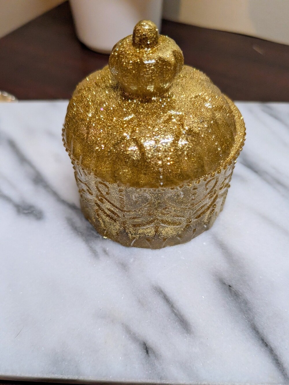 Gold Glitter Decorative Trinket Jar